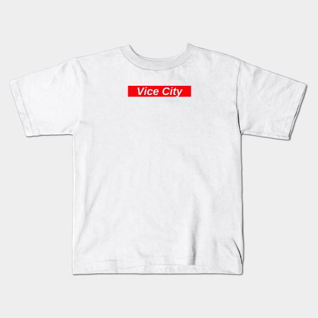 Vice City // Red Box Logo Kids T-Shirt by FlexxxApparel